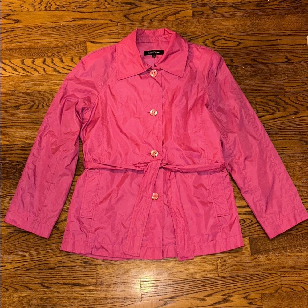 VINTAGE Evan Picone Vibrant Pink Trench Coat